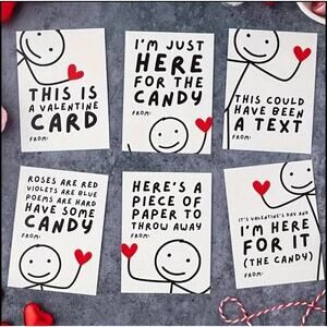 Funny/Sarcastic Kids School Valentines Day School Cards NEW SEALED Stick People